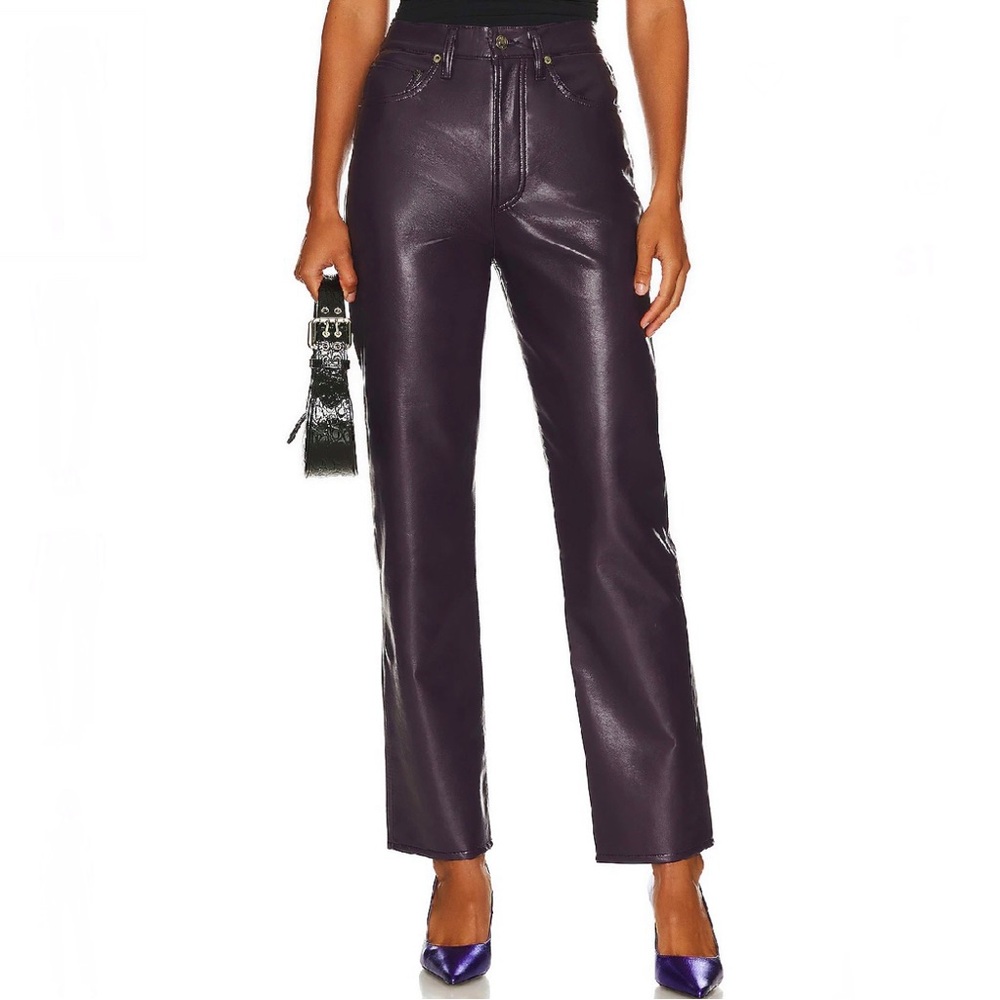 Agolde Purple Leather Pants